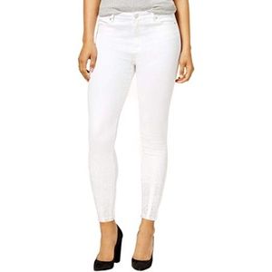Juniors Optic White Embellished Skinny Jeans